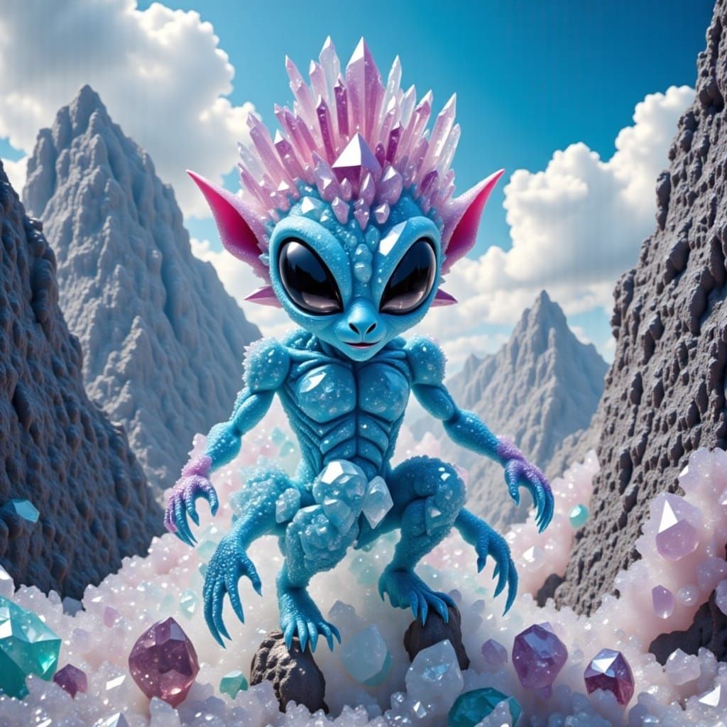 Diamond Alien in a Sci-Fi Landscape