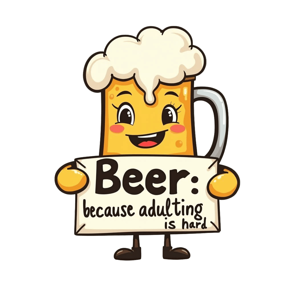 Cartoon Beer Mug with Funny Quote