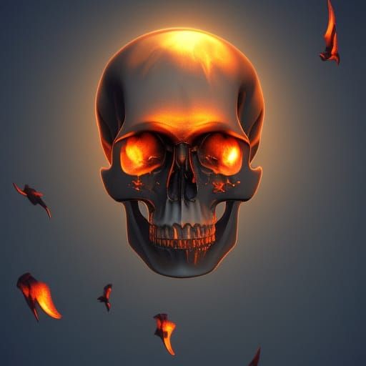 Glowing Skull of a Warrior in Cinematic 3D Digital Art