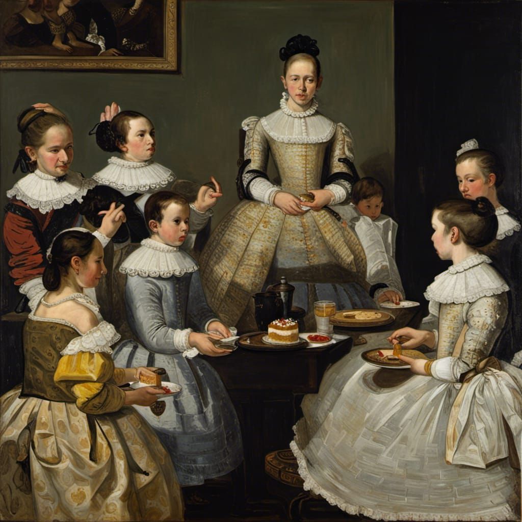 Velazquez Surrounded by Court Ladies Enjoy Cake