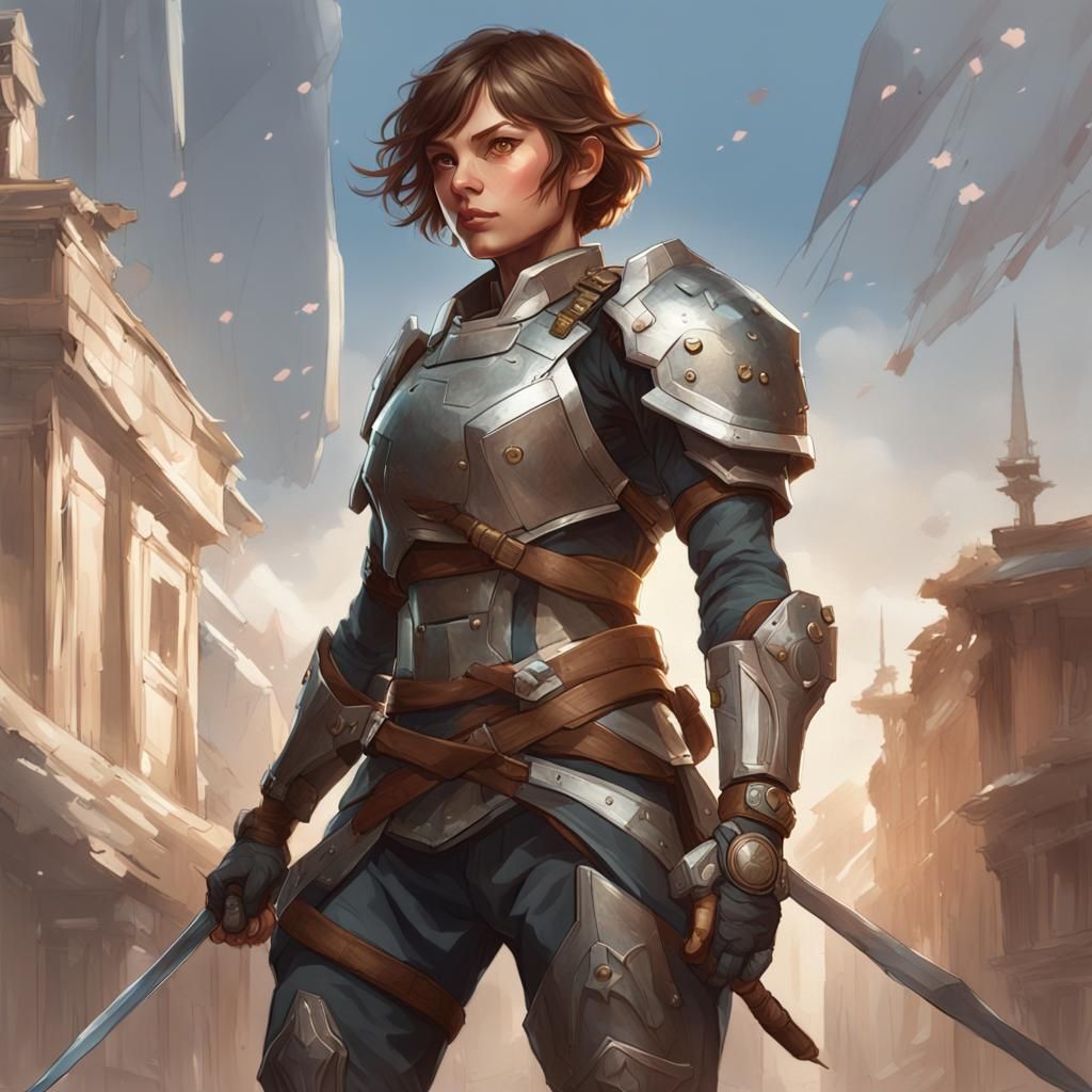 Elegant Fighter Portrait in Triadic Colors