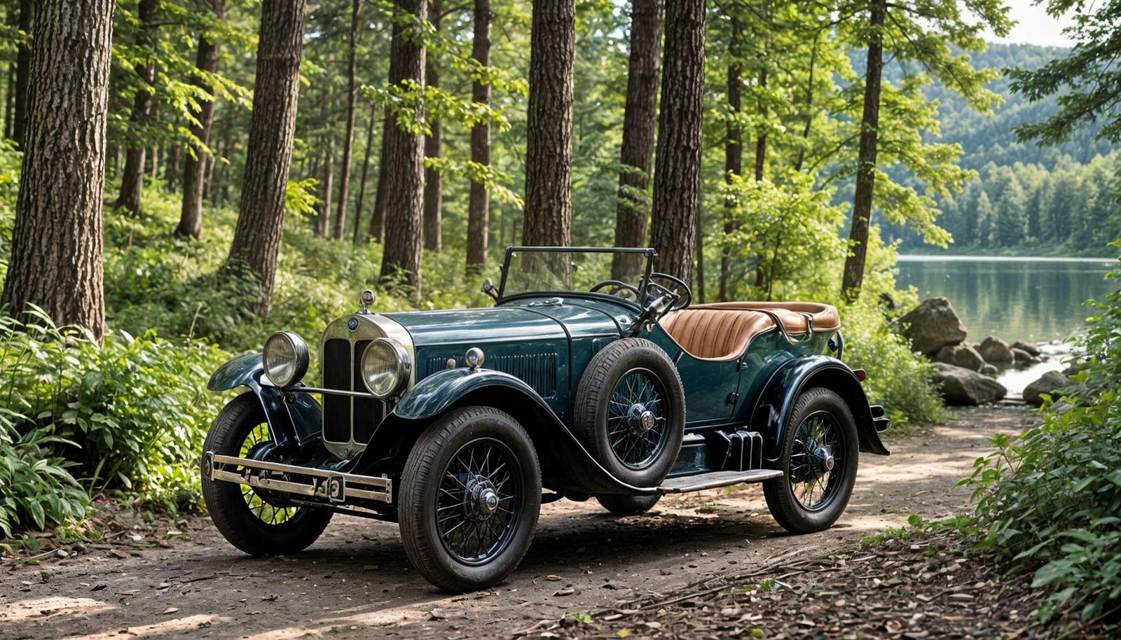 Vintage 1924 BMW by a Lake in the Woods