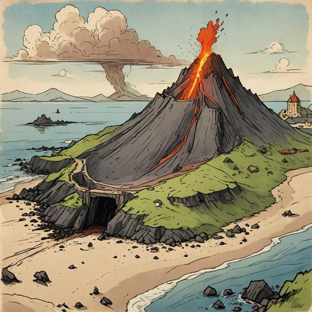 Majestic Redwall-Inspired Fortress Amidst Volcanic Beach