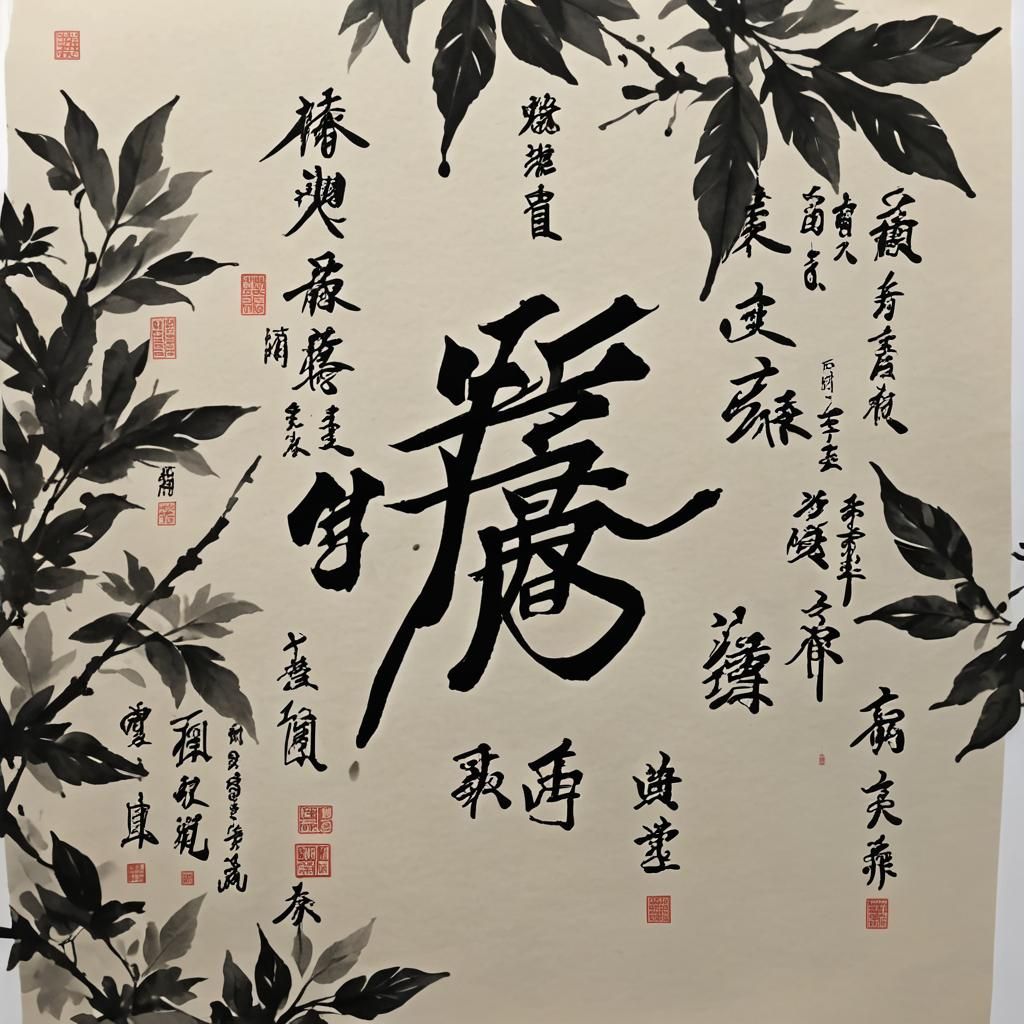 Vibrant Chinese Calligraphy Blooms in Nature