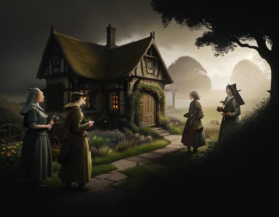 Epic Sepia-Toned Hobbit in a Sunlit Garden