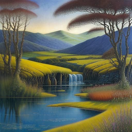 Ethereal Landscape in Watercolor Style