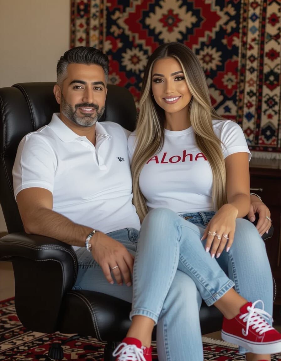 Intimate Portrait of Middle Eastern Couple in Persian Room