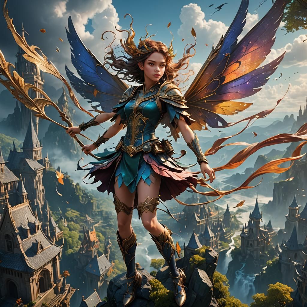 Ethereal Wind Goddess Soars Through the Skies