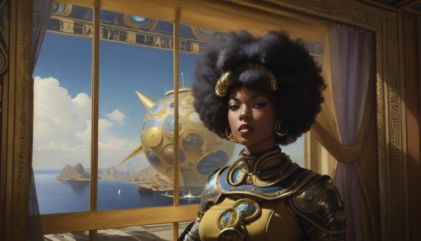 Afrofuturist Sailor in Intense Chiaroscuro