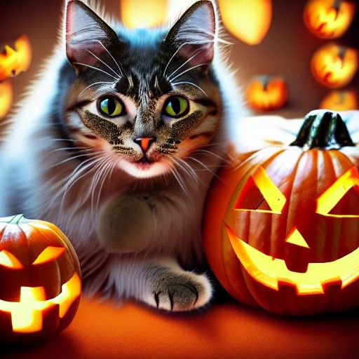 Cute Cat in Spooky Halloween Attire