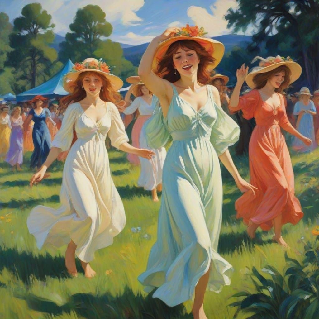 Woodstock Festival Scene in Vibrant Psychedelic Style