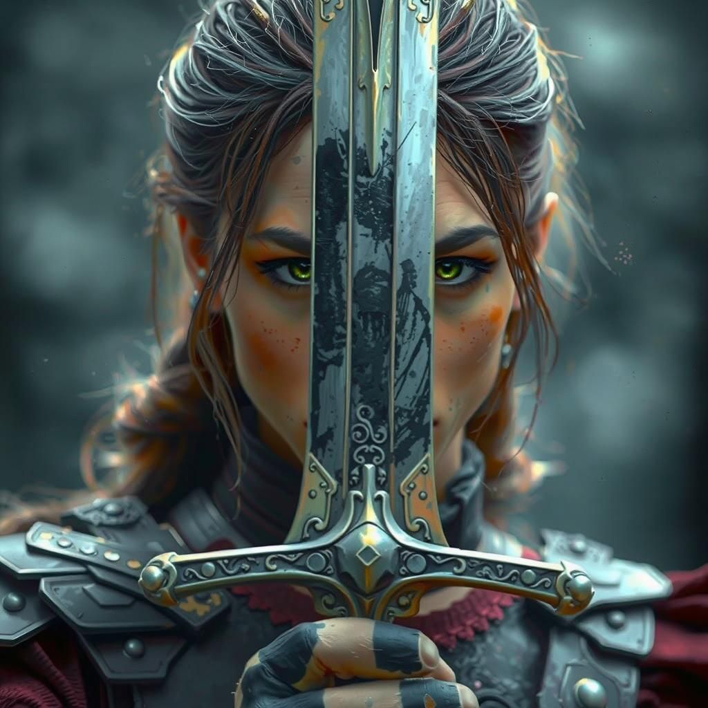 Roughly Painted Gothic Portrait of a Muscular Man