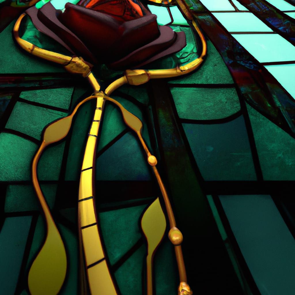 Surreal Rose Blooms in a Vibrant Stained Glass Window