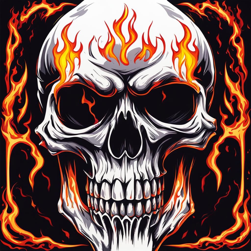 Fiery Vampire Skull
