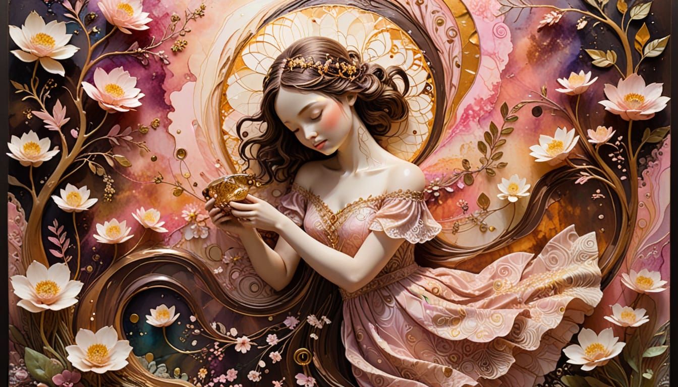 Dreamlike Surrealist Girl in Sunlit Glade