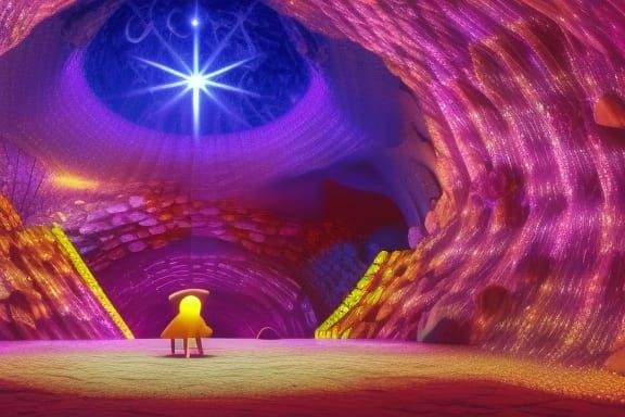 Glowing Crystal Cavern in Vibrant 8K Neon