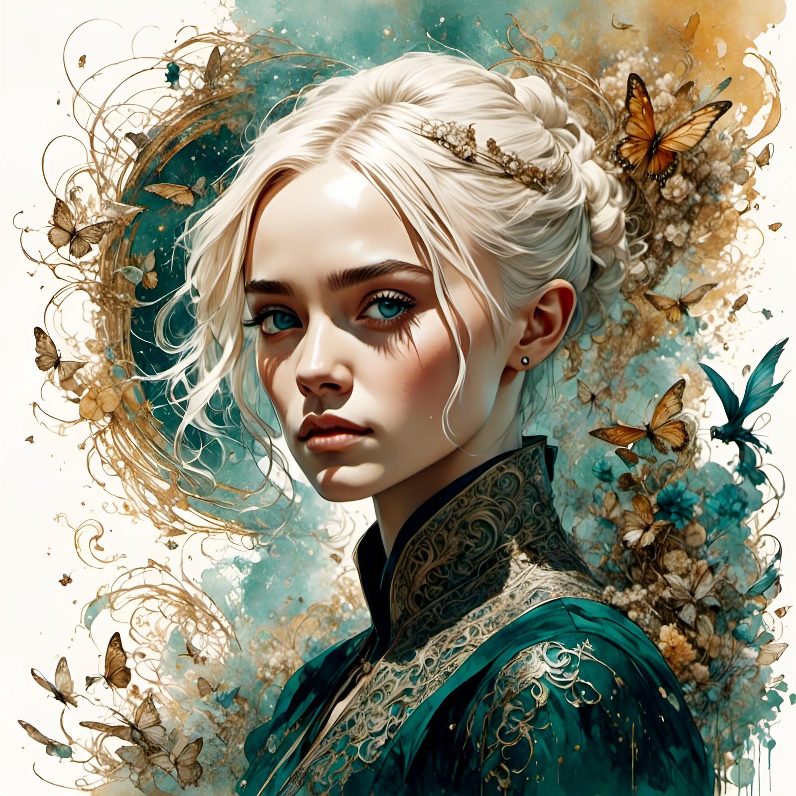 Gorgeous Woman in Watercolor Delight