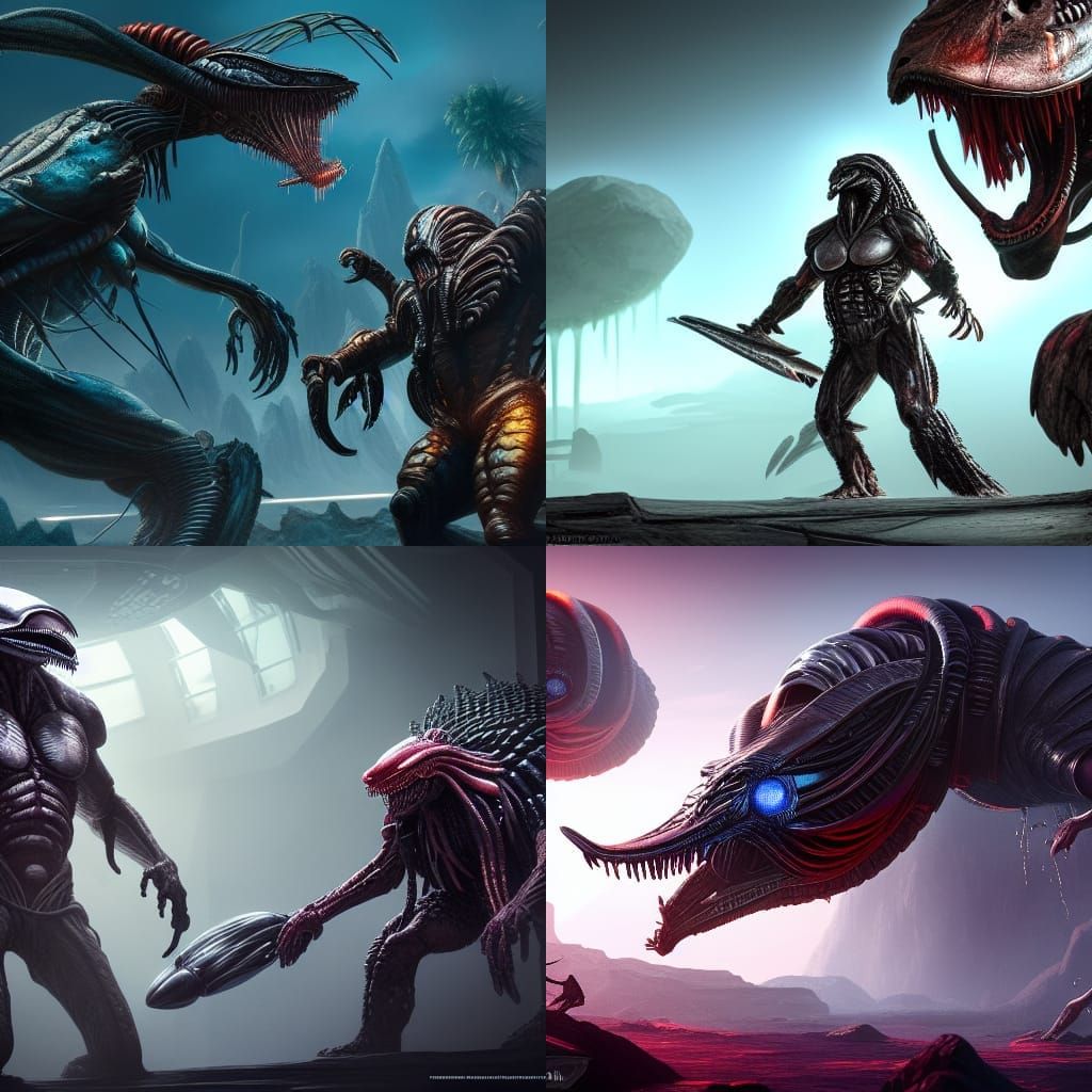 Predator Meets Alien in Epic Futuristic Battle