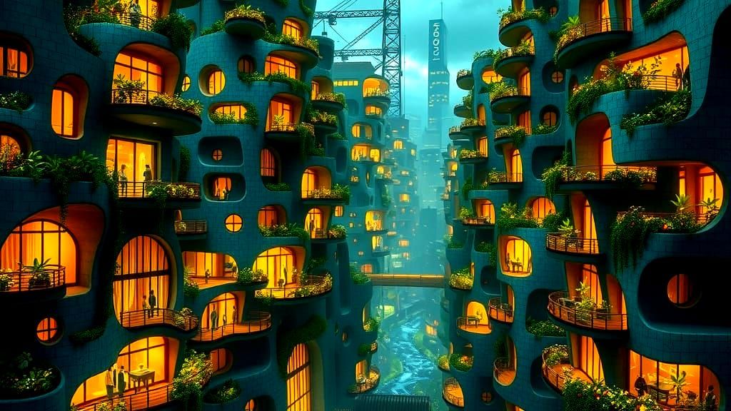 Vibrant Eco-City of Bioluminescent Marvels