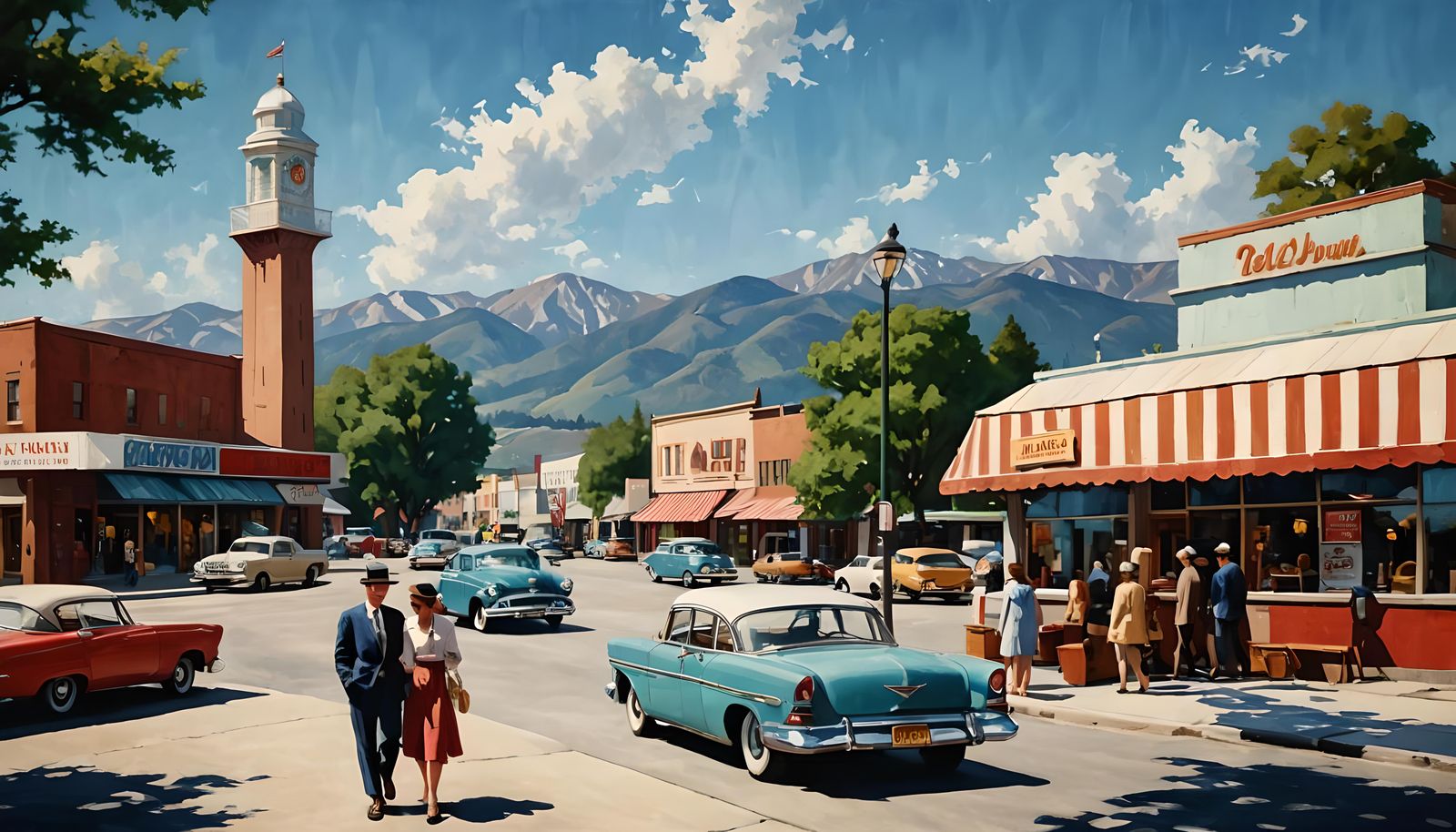 Vintage Main Street America in 1960s Style