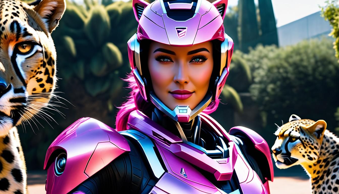 Arcee Takes a Selfie with a Robotic Cheetah at the Zoo in 8K