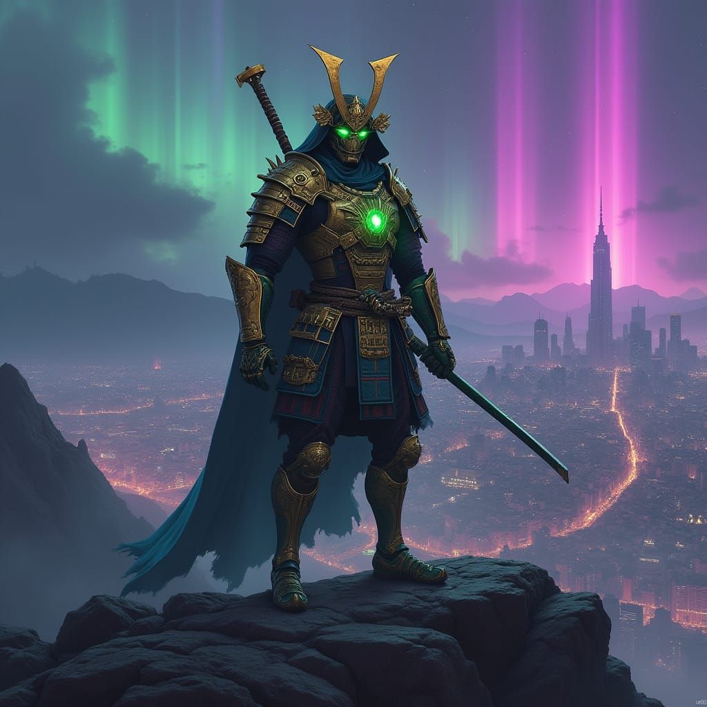 A fierce, cybernetically enhanced samurai warrior