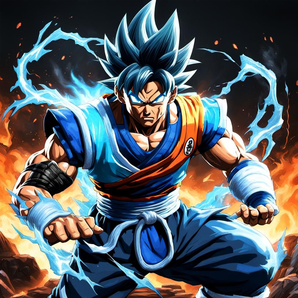 Goku in Epic Mortal Combat Scene with Subzero