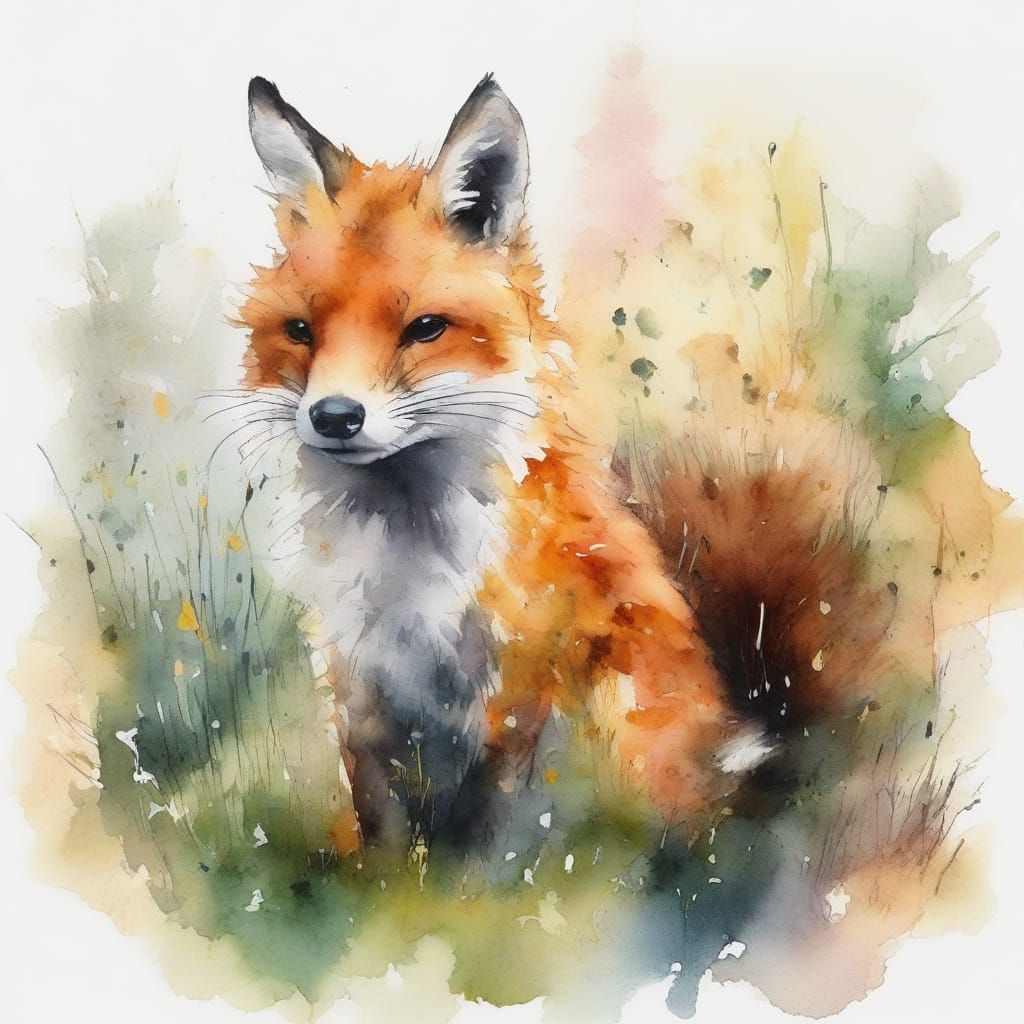 Mystical Forest Encounter in Ethereal Watercolour