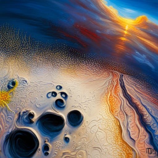 Surreal Summer Sand Scape with Melting Clocks Made of Dog Po...