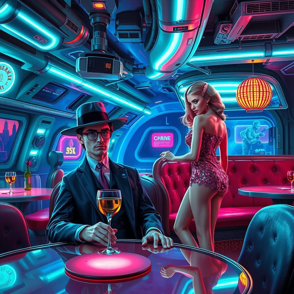 Private Eye in Neon Space Station Brothel Restaurant