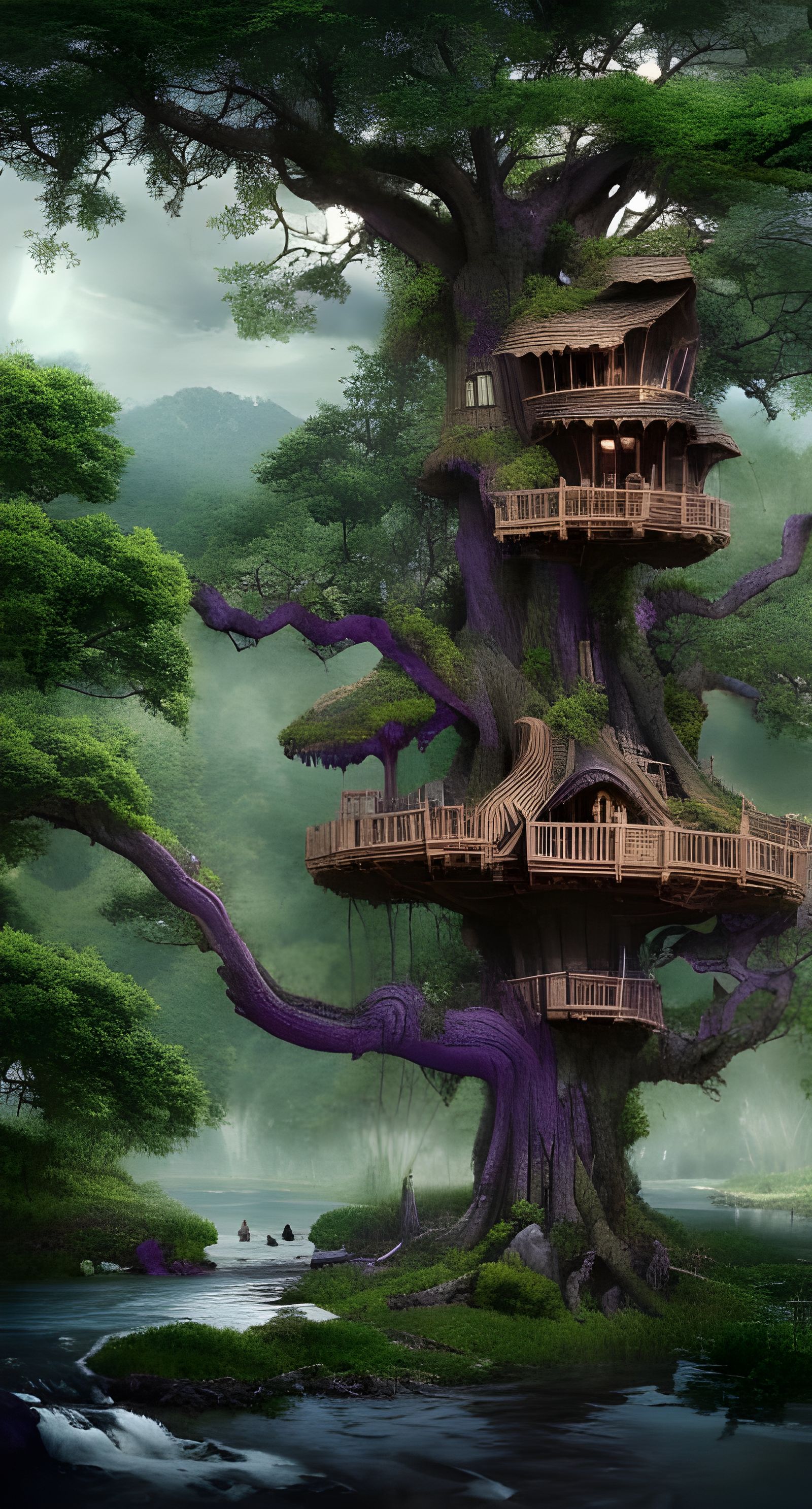 Cool purple treehouse