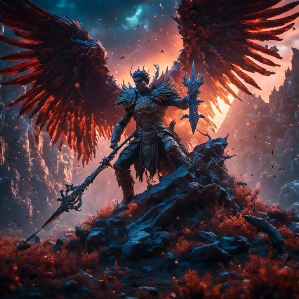 Archangel Michael Engages Shadow Demon in Epic Fantasy Battl...