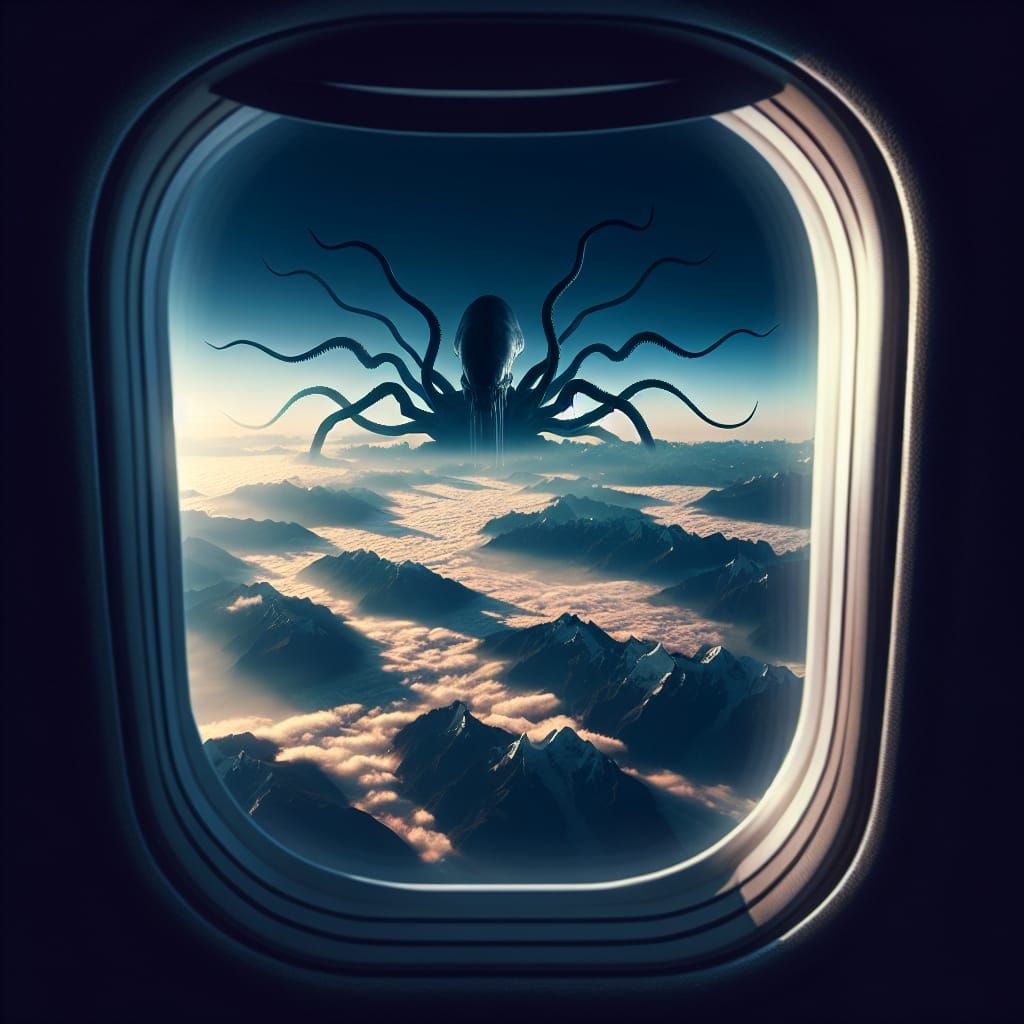 Surreal Airborne Encounter: Alien Creature Rises Above the C...