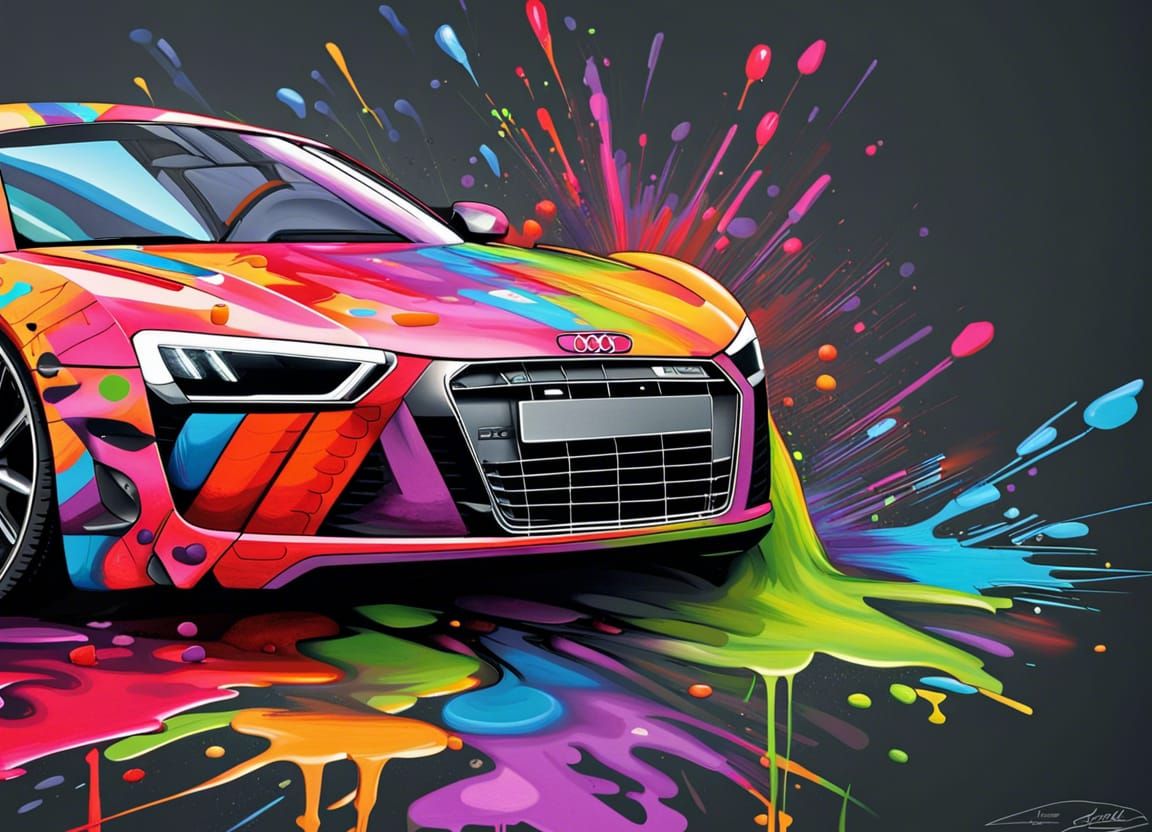 Vibrant Audi R8 in Hyperdetailed Graffiti Art