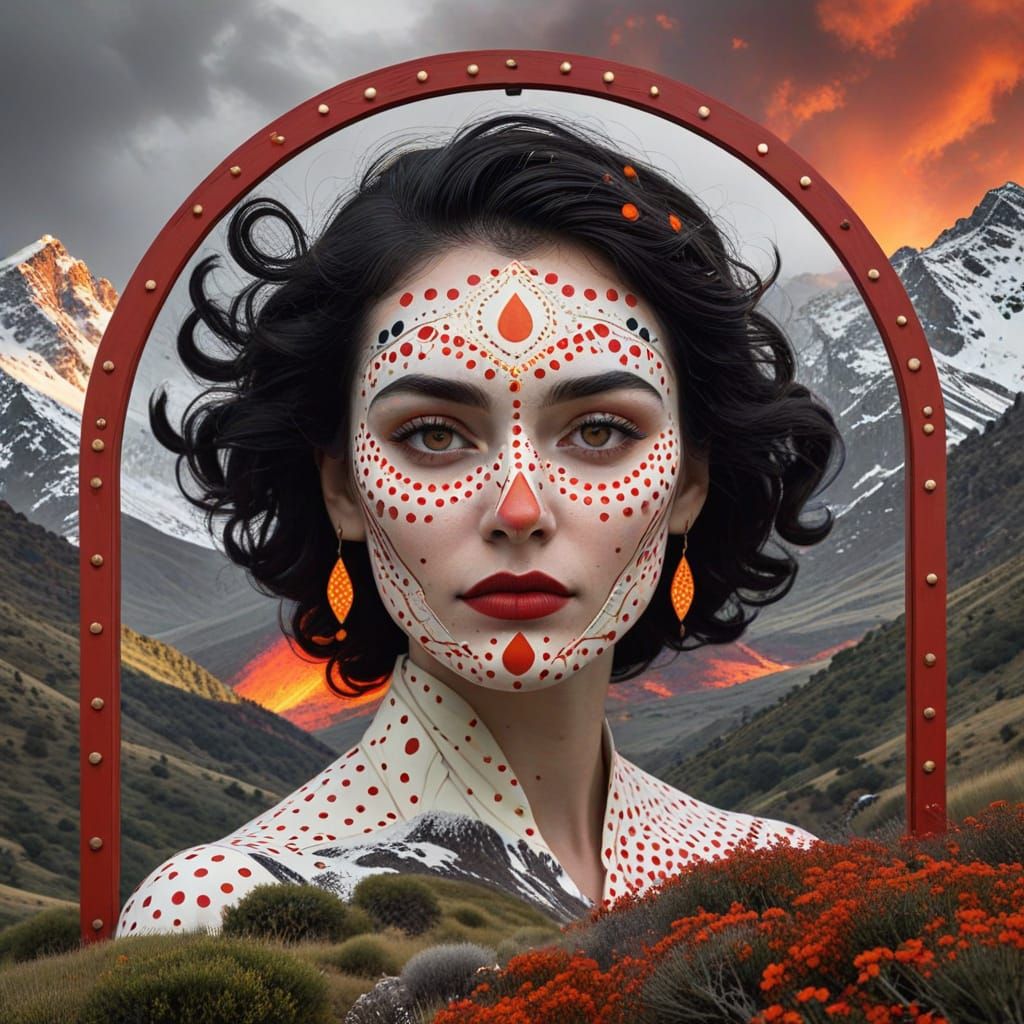 Emerald Door with Vintage Polka Dot Landscape