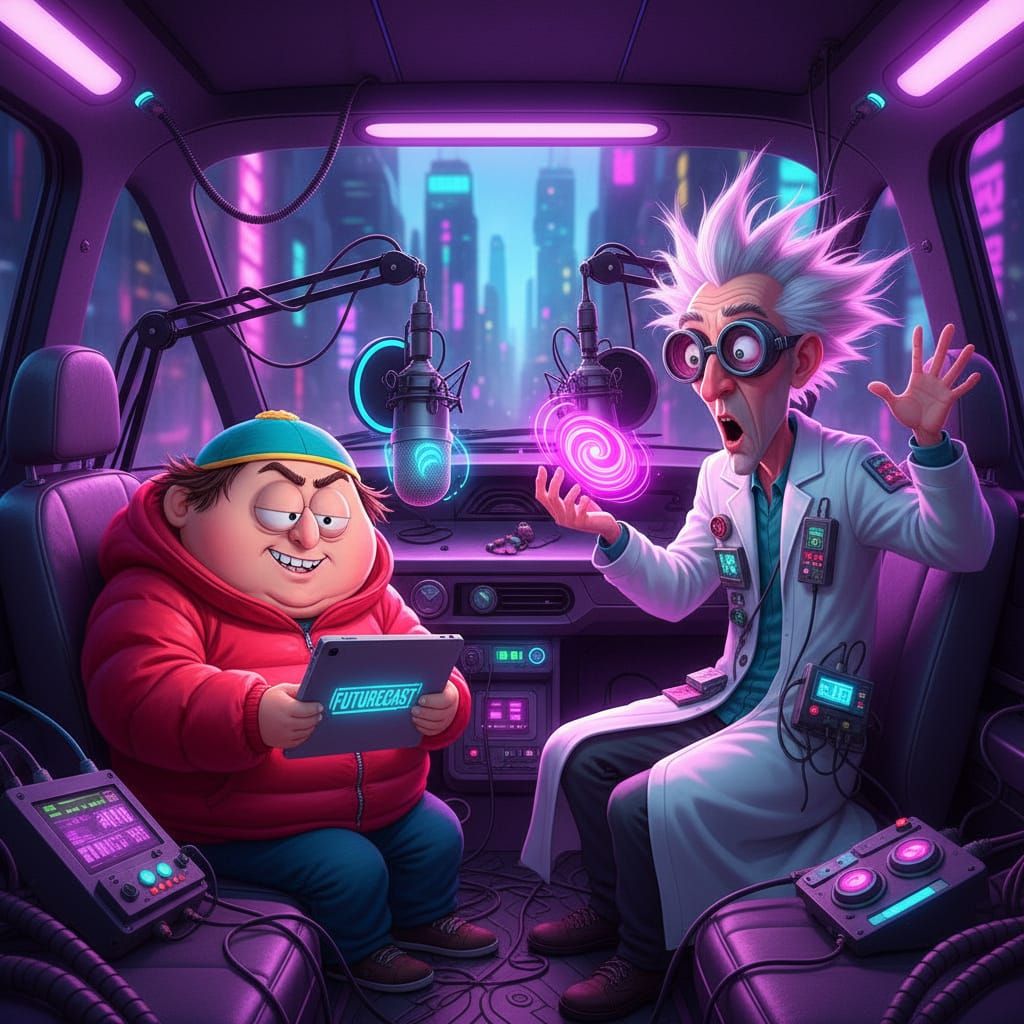 Futuristic Uber Podcast with Cartman-esque Host