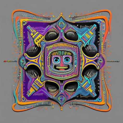 Abstract Robot Portrait in Fractal Vector Art