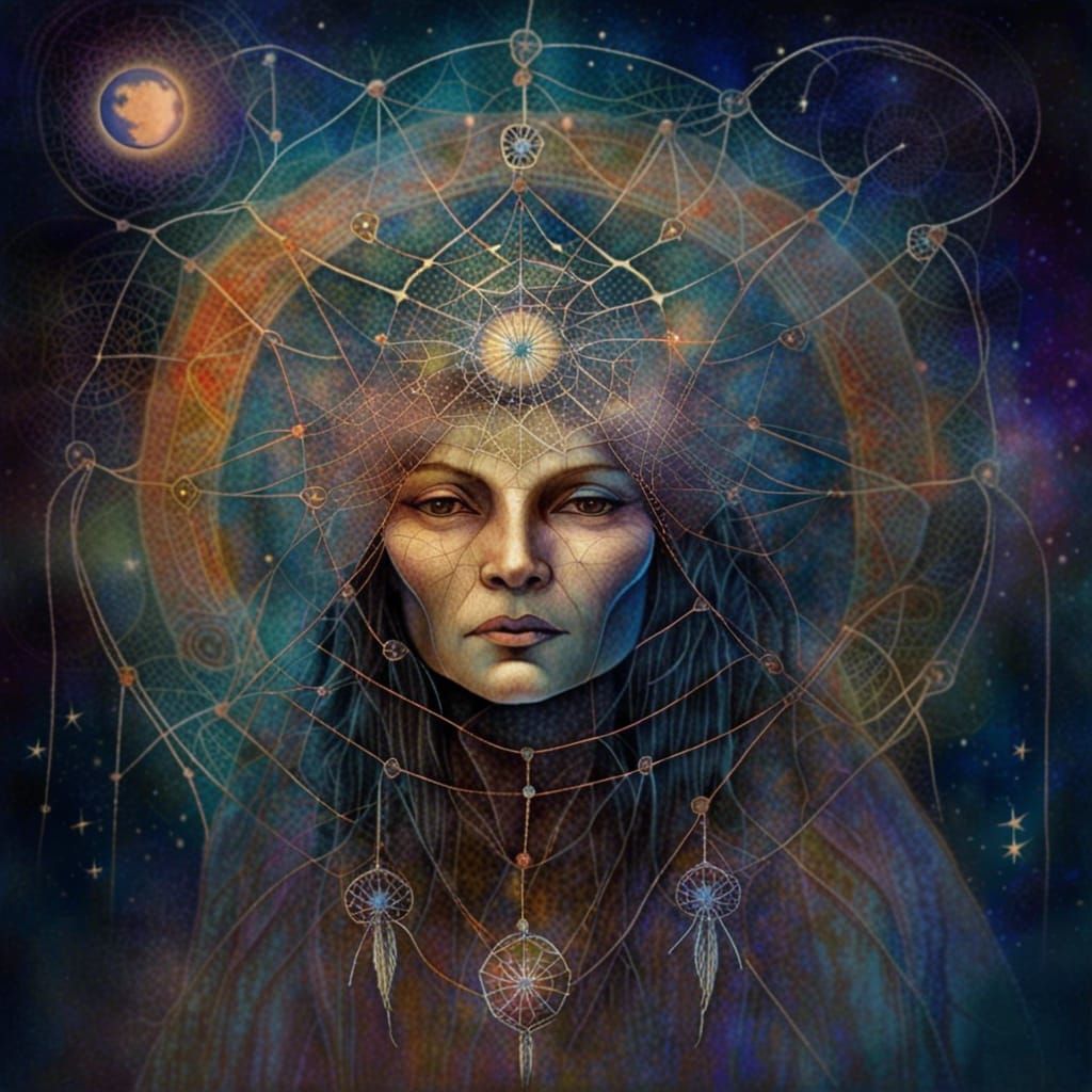 Grandmother Spider Goddess Creates Cosmos in Vibrant Dreamca...