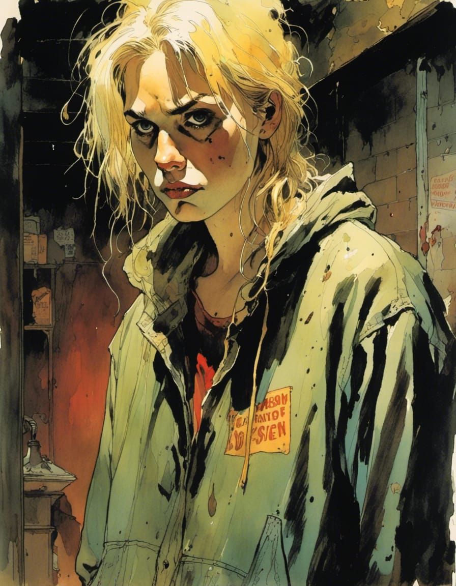 Surreal Portrait of an Anxious Teen in a Dark Underground Ut...