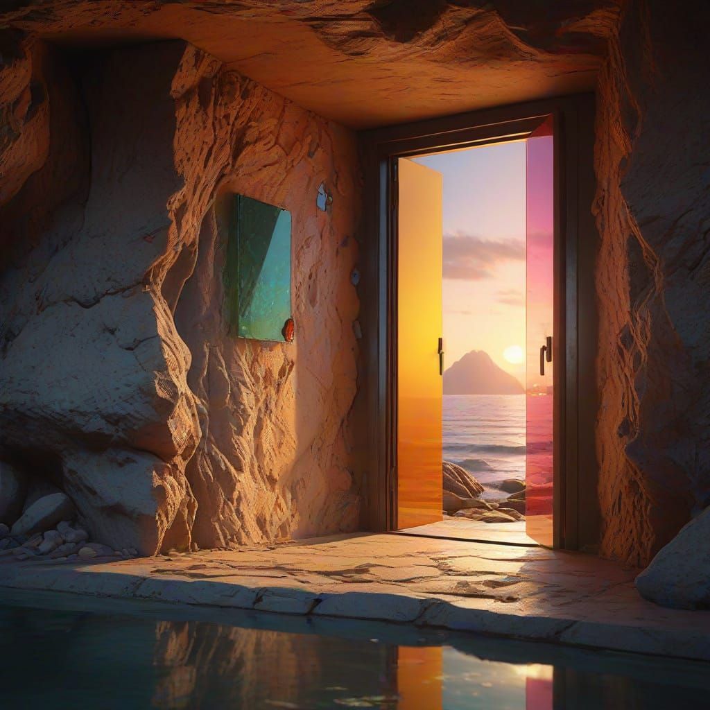 Modern Cave Dwelling with Vibrant Sea View