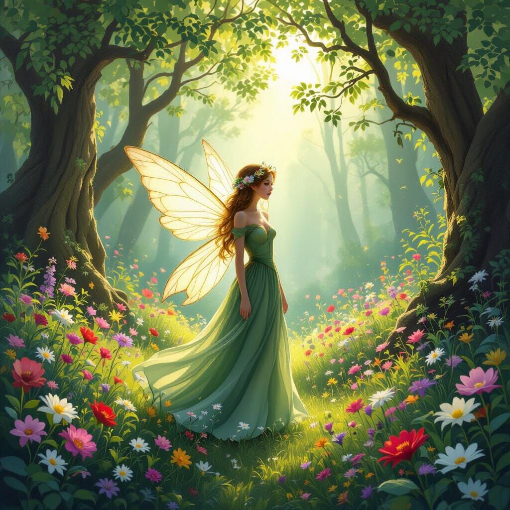 Ethereal Forest Fairy in a Dreamlike Style