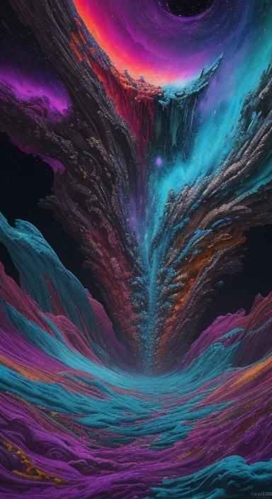 Cosmic Vortex in Surreal Panorama