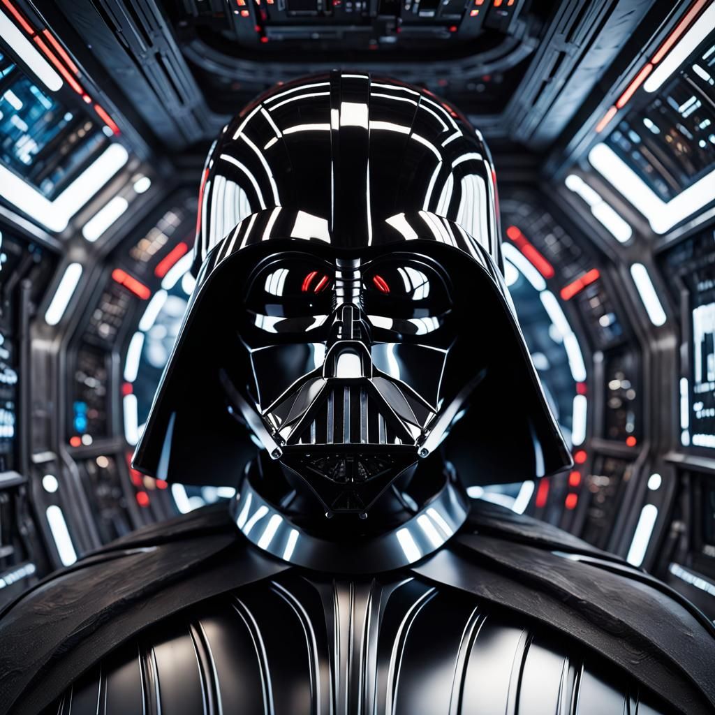 Darth Vader on an Ornate Space Station in Hyper Realistic St...