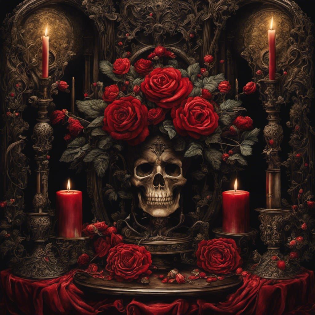 Dark Gothic Masterpiece: Sinister Canary Amidst Burning Embe...