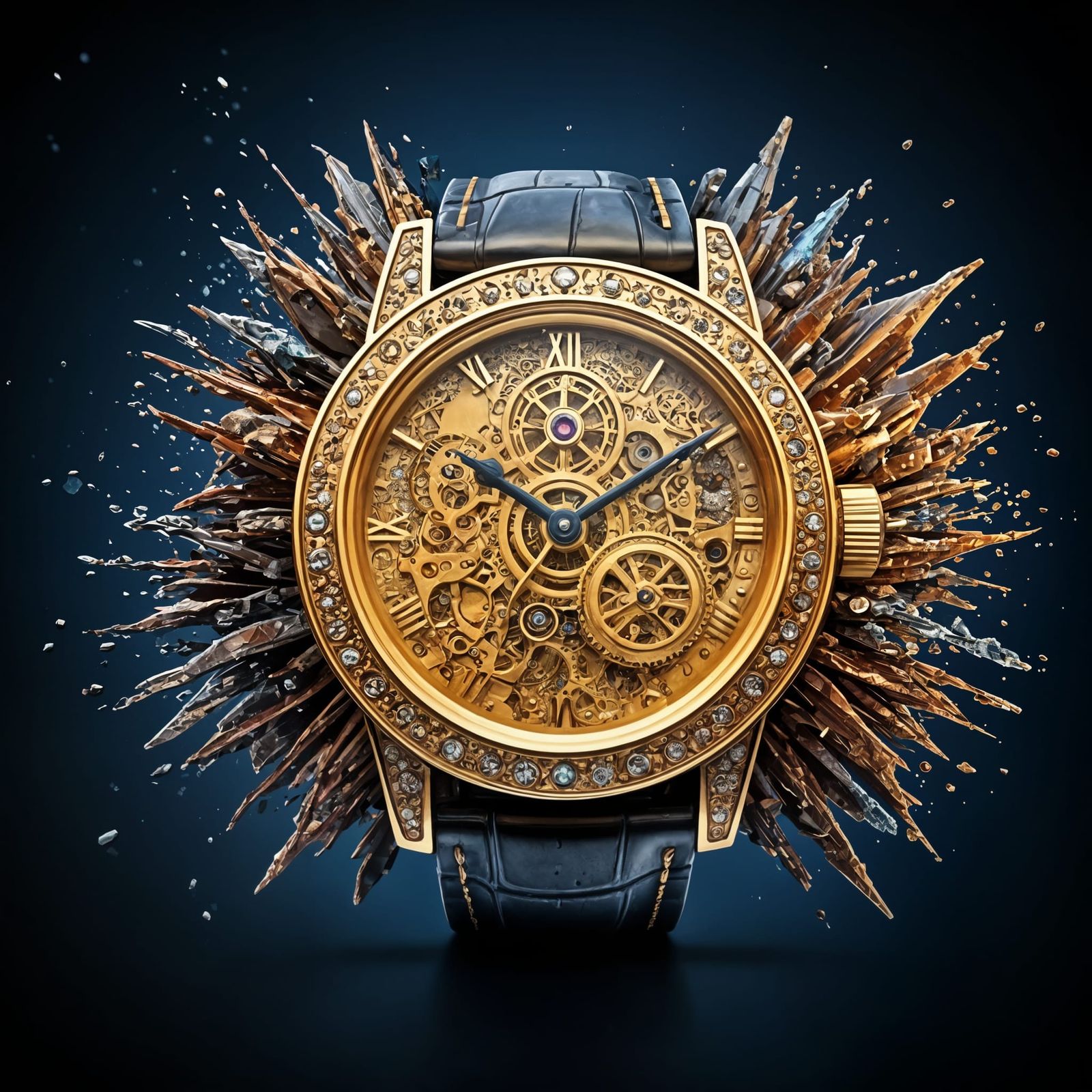 Steampunk Timepiece with Vibrant Gemstone Details