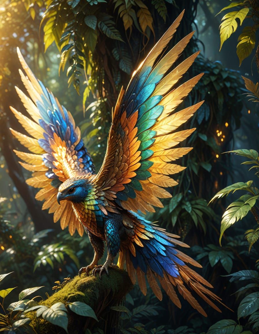 Endangered Fantasy Creature in Vibrant Oil Painting Style