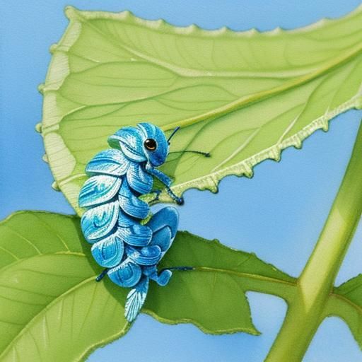Whimsical Caterpillar Amidst a Bright Blue Sky