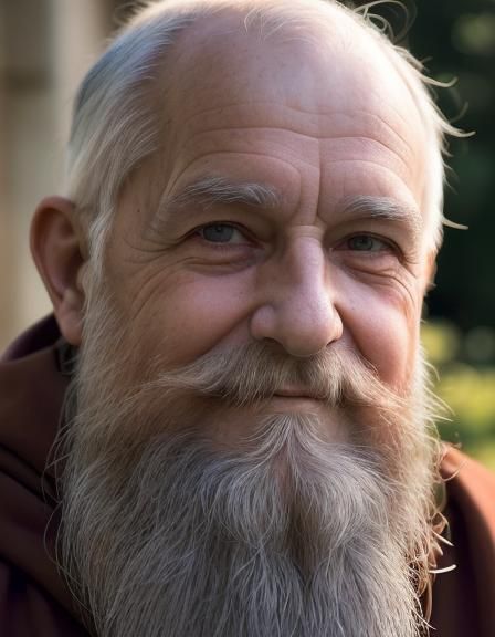 Gracious Franciscan Monk in Serene Cloister Garden