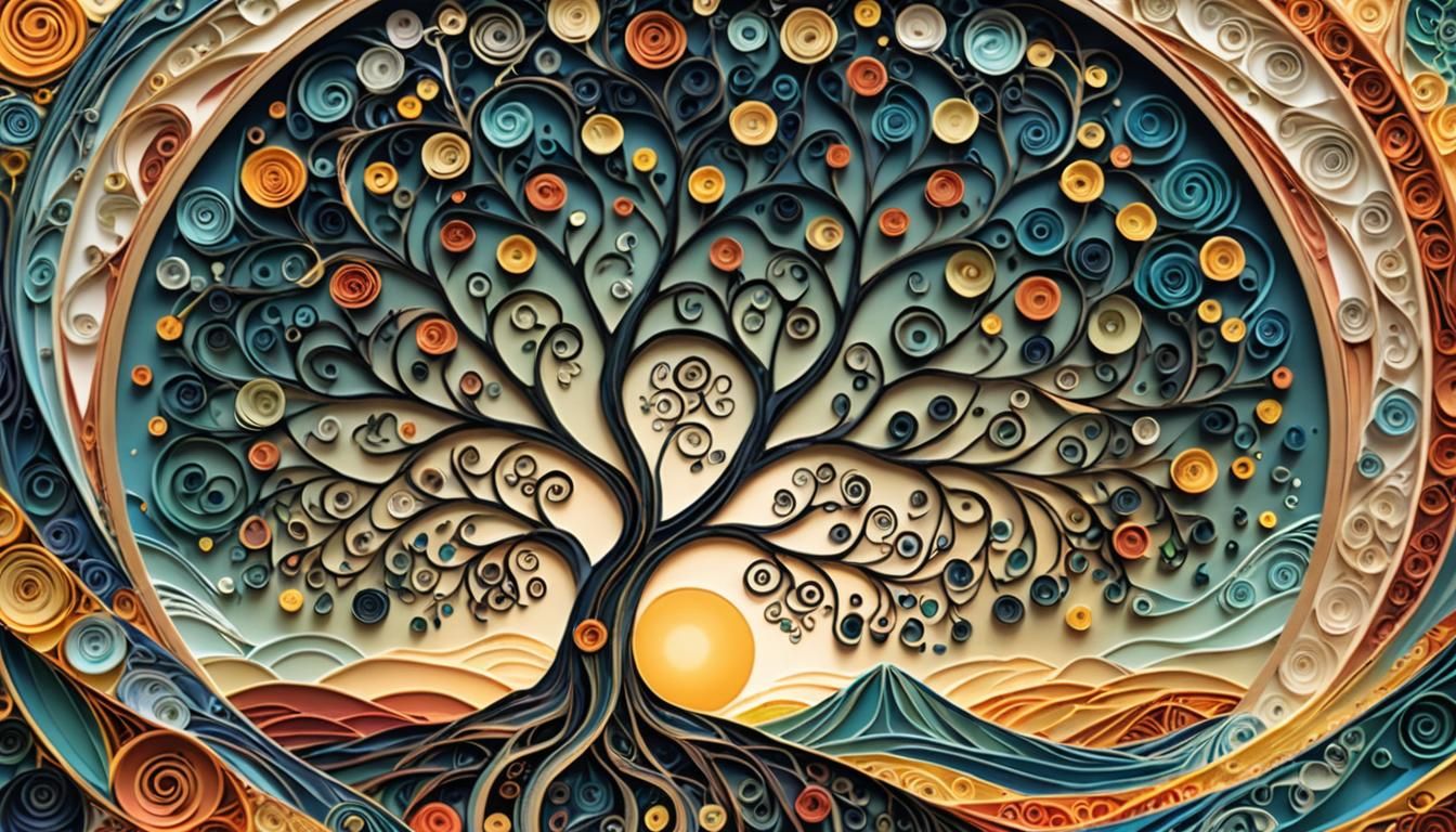 Vibrant Cosmic Tree of Life in Golden Ratio Harmony
