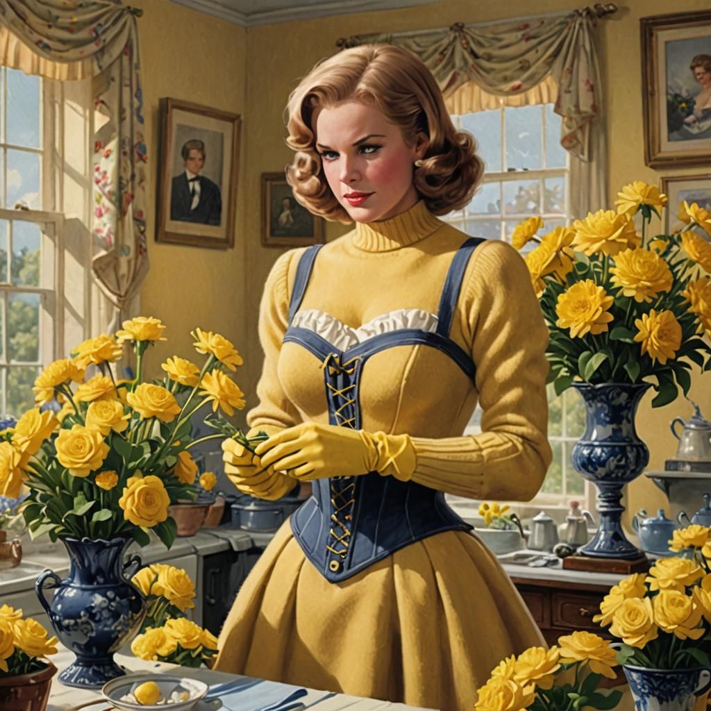 Stepford Wife in Elegant Garden Scene